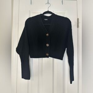 Black Cropped Cardigan